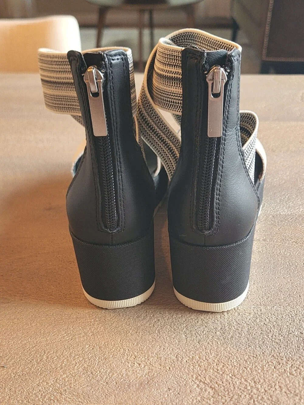 Sorel Women’s Cameron Leather Platform Ankle Strap Wedge Zip Sandal Size 7
